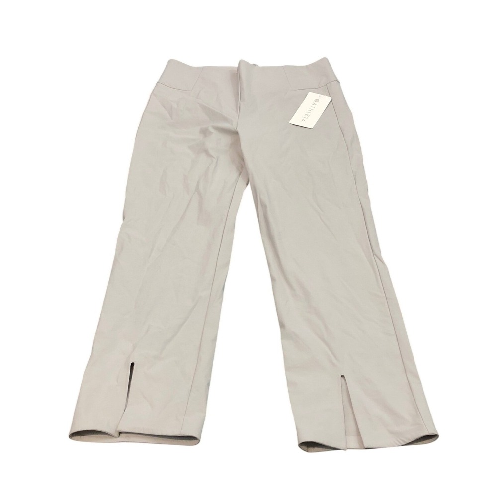 NWT Athleta Wander Slim Straight Crop Womens 16 Gray High Rise Ankle Slit Pants